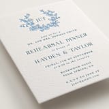 "Flowers monogram" - Letterpress Rehearsal Dinner Cards in Sky Blue by Cass Loh - Detail
