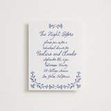 "Talavera" - Letterpress Rehearsal Dinner Cards in Lapis by Tamara Hilje - Front