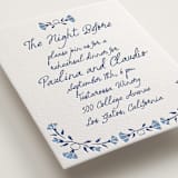 "Talavera" - Letterpress Rehearsal Dinner Cards in Lapis by Tamara Hilje - Detail