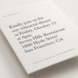 "Westin" - Letterpress Rehearsal Dinner Cards in Soft Black by Hudson meet Rose - Detail