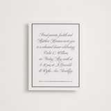 "The Day" - Letterpress Rehearsal Dinner Cards in Soft Black by mo kelley - Front