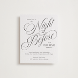 "Mirin" - Letterpress Rehearsal Dinner Cards in Soft Black by Kate Ahn - Front