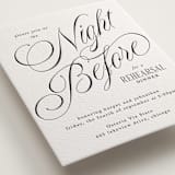 "Mirin" - Letterpress Rehearsal Dinner Cards in Soft Black by Kate Ahn - Detail
