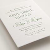 "Chic Script" - Letterpress Rehearsal Dinner Cards in Cucumber by Kelly Schmidt - Detail