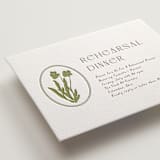"la graine" - Letterpress Rehearsal Dinner Cards in Burnt Sienna by Alaina Cherup - Detail
