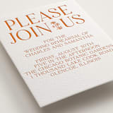 "Floral Emblem" - Letterpress Rehearsal Dinner Cards in Pumpkin by Baumbirdy - Detail