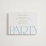 "Numerical" - Letterpress Rehearsal Dinner Cards in Pool by Owl and Toad - Front