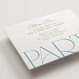 "Numerical" - Letterpress Rehearsal Dinner Cards in Pool by Owl and Toad - Detail