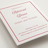 "Ritzy" - Letterpress Rehearsal Dinner Cards in Scarlet by Nicoletta Savod - Detail