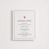 "Red Hearts" - Letterpress Rehearsal Dinner Cards in Scarlet by Helena Vitto - Front