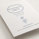 "Flora Arch" - Letterpress Rehearsal Dinner Cards in Provincial Blue by Baumbirdy - Detail