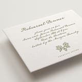 "Villa" - Letterpress Rehearsal Dinner Cards in Pistachio by Maja Cunningham - Detail