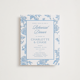 "Classic Toile" - Letterpress Rehearsal Dinner Cards in Sky Blue by Jenna Holcomb - Front