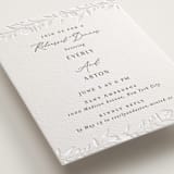 "Delicately" - Letterpress Rehearsal Dinner Cards in Gravel by Nicoletta Savod - Detail