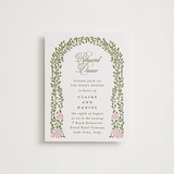 "Vintage Blooms" - Letterpress Rehearsal Dinner Cards in Pistachio by Creo Study - Front