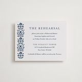 "Pressed Motif" - Letterpress Rehearsal Dinner Cards in Indigo by Oma N. Ramkhelawan - Front