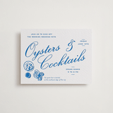 "Brasserie" - Letterpress Rehearsal Dinner Cards in Sapphire by Megan Davis - Front