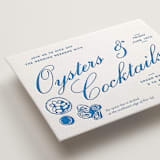 "Brasserie" - Letterpress Rehearsal Dinner Cards in Sapphire by Megan Davis - Detail