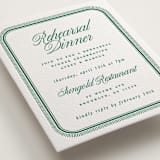"Archer" - Letterpress Rehearsal Dinner Cards in Cucumber by Kelly Watkins - Detail