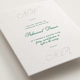 "Keepsake" - Letterpress Rehearsal Dinner Cards in Shamrock by Blustery August - Detail