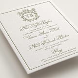 "Crestino" - Letterpress Rehearsal Dinner Cards in Pistachio by Petra Kern - Detail