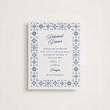 "Talavera Tiles" - Letterpress Rehearsal Dinner Cards in Lapis by Olivia Raufman - Front