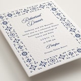 "Talavera Tiles" - Letterpress Rehearsal Dinner Cards in Lapis by Olivia Raufman - Detail