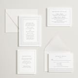 "Heirloom Needlework" - Letterpress Rehearsal Dinner Cards in Smoke | Blind Deboss by Meggy Masters - Invitation Suite