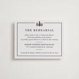 "Mountain Pines" - Letterpress Rehearsal Dinner Cards in Soft Black by Winston Latchman - Front