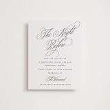 "Romantic Script" - Letterpress Rehearsal Dinner Cards in Soft Black by Susan Zinader - Front
