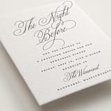 "Romantic Script" - Letterpress Rehearsal Dinner Cards in Soft Black by Susan Zinader - Detail