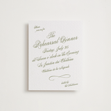 "Love in the Afternoon" - Letterpress Rehearsal Dinner Cards in Pistachio by Ani Somi - Front
