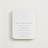 "Palm Tree" - Letterpress Rehearsal Dinner Cards in Marine Blue by Kaydi Bishop - Front