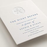 "Palm Tree" - Letterpress Rehearsal Dinner Cards in Sapphire by Kaydi Bishop - Detail
