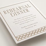 "Parker" - Letterpress Rehearsal Dinner Cards in Matte Gold by Angela Garrick - Detail