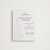 "Evergreen" - Letterpress Rehearsal Dinner Cards in Stone by Teju Reval - Front