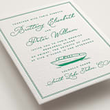 "Lakeview" - Letterpress Rehearsal Dinner Cards in Shamrock by Claudia Orengo - Detail