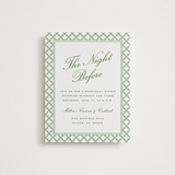 "Garden Trellis" - Letterpress Rehearsal Dinner Cards in Pear by Angela Garrick - Front