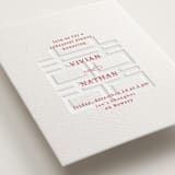 "simply happy" - Letterpress Rehearsal Dinner Cards in Scarlet by Deborah Chou - Detail