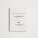 "Palm Shade" - Letterpress Rehearsal Dinner Cards in Olive | Blind Deboss by Julia Liverton - Front