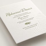 "Palm Shade" - Letterpress Rehearsal Dinner Cards in Olive | Blind Deboss by Julia Liverton - Detail