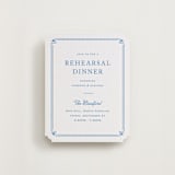 "Fleur Corner" - Letterpress Rehearsal Dinner Cards in Marine Blue by Carolyn MacLaren - Front