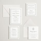 "Court" - Letterpress Rehearsal Dinner Cards in Artichoke by Kate Ahn - Invitation Suite
