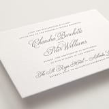 "Calligraphie" - Letterpress Rehearsal Dinner Invitations in Graphite by Wildfield Paper Co - Detail