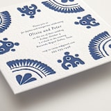 "Talavera" - Letterpress Rehearsal Dinner Invitations in Lapis by Lagniappe Paper - Detail