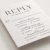 "Cosmopolitan" - Letterpress Multi-Event RSVP Cards in Soft Black by Meagan Christensen - Detail