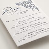 "Chantilly" - Letterpress Multi-Event RSVP Cards in Aegean by Tamara Hilje - Detail