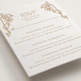 "Nouveau Peony" - Letterpress Multi-Event RSVP Cards in Faux Gold by Selima Akhter - Detail