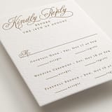 "Vineyard Script" - Letterpress Multi-Event RSVP Cards in Matte Gold by Hooray Creative - Detail