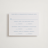 "Danbury" - Letterpress Multi-Event RSVP Cards in Sky Blue by Megan Davis - Front